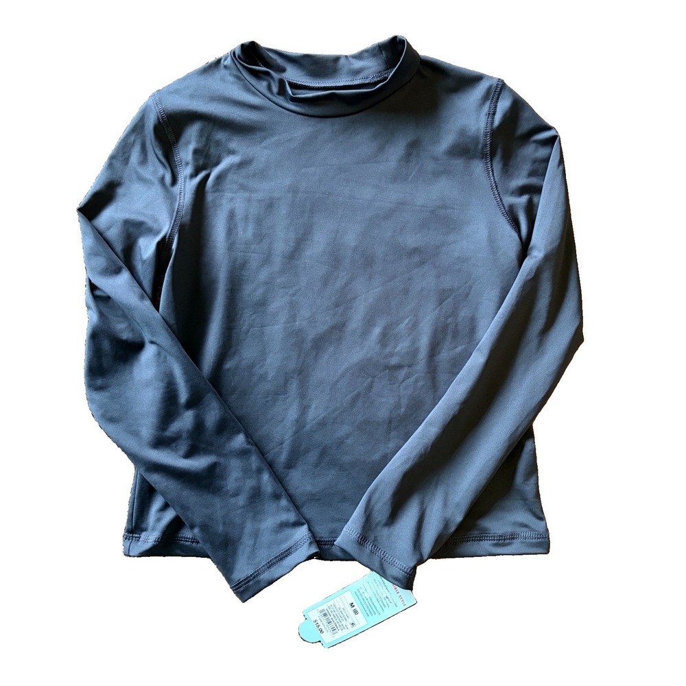 Cat & Jack Charcoal Gray Mock Neck UPF50+ Rash Guard Swim Shirt Medium 8 Boy NWT